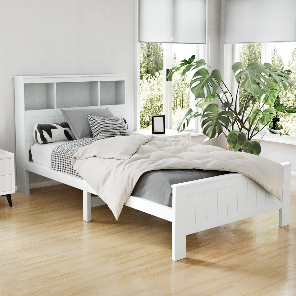 Cody (King Single) Timber Bed Frame - White - Homecoze