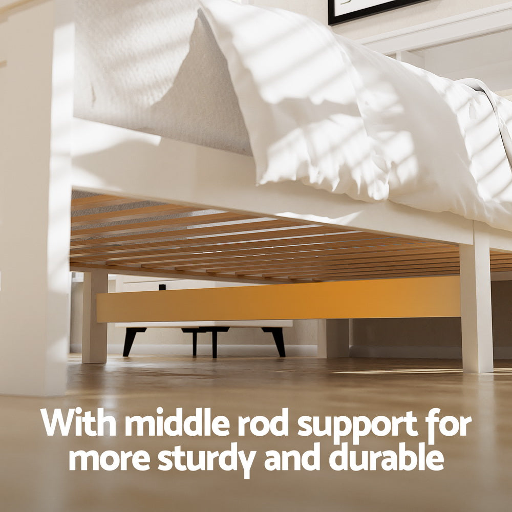 Artiss Bed Frame King Single Size Wooden with 2 Storage Drawers White - Homecoze