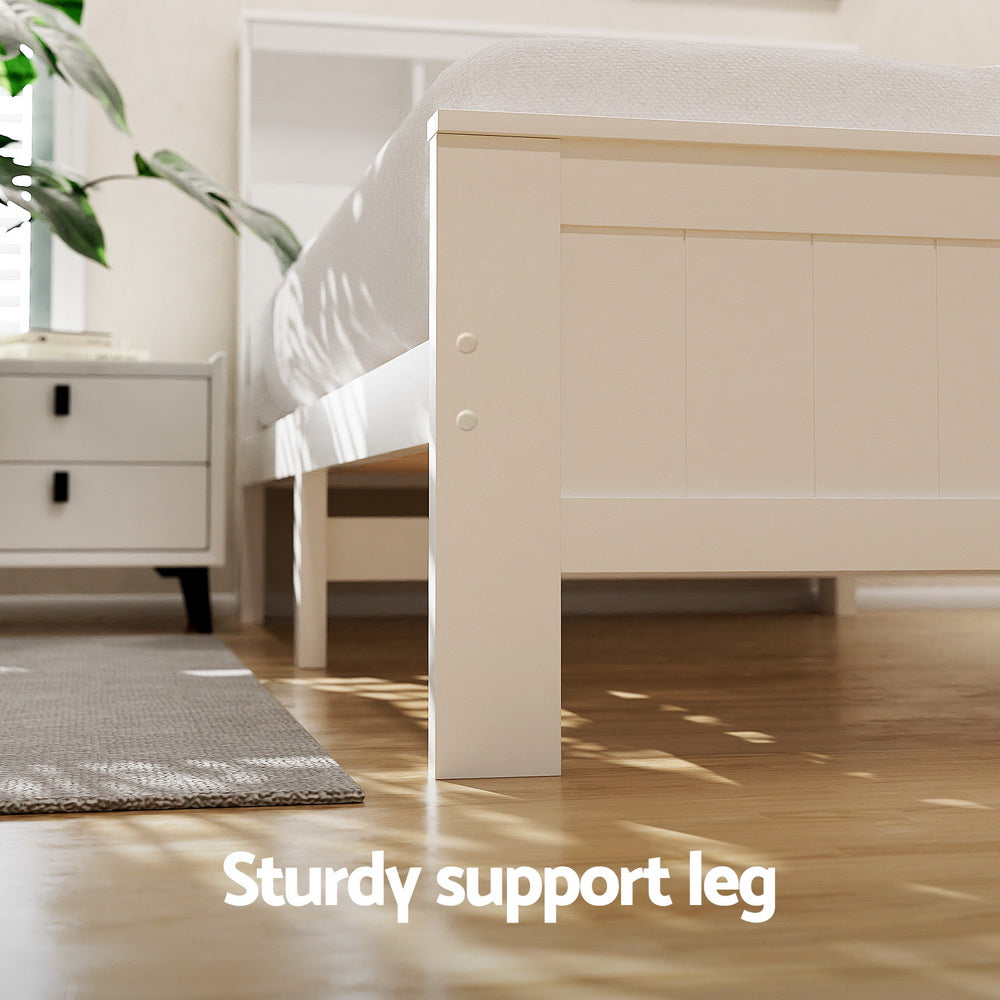 Artiss Bed Frame King Single Size Wooden with 2 Storage Drawers White - Homecoze