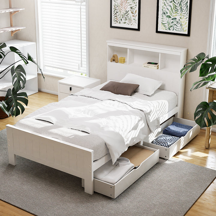 Artiss Bed Frame King Single Size Wooden with 2 Storage Drawers White - Homecoze