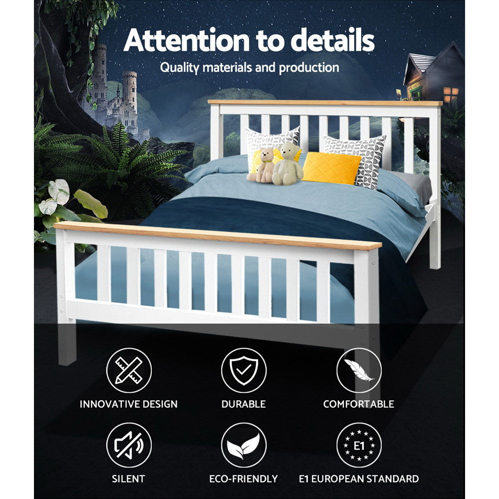 Hartford (Double) Pinewood Bed Frame - White - Homecoze