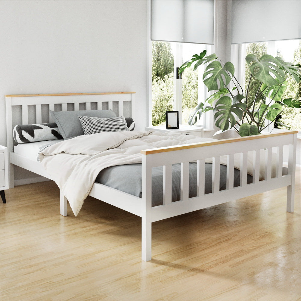 Hartford (Double) Pinewood Bed Frame - White - Homecoze