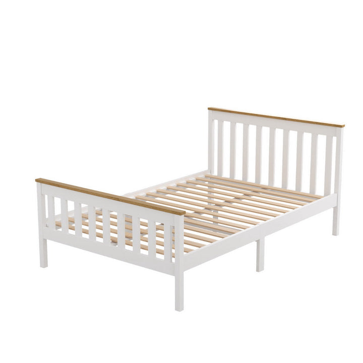 Artiss Bed Frame Double Size Wooden Platform with 2 Storage Drawers White PONY - Homecoze
