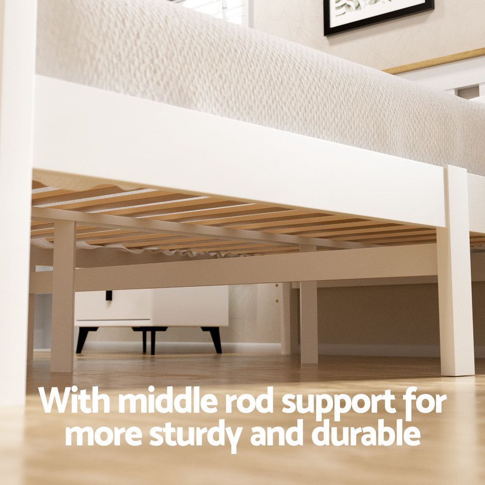 Artiss Bed Frame Double Size Wooden Platform with 2 Storage Drawers White PONY - Homecoze