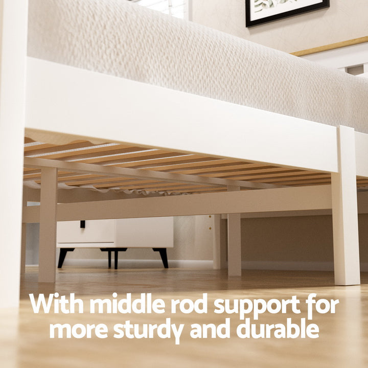 Artiss Bed Frame Double Size Wooden Platform with 2 Storage Drawers White PONY - Homecoze