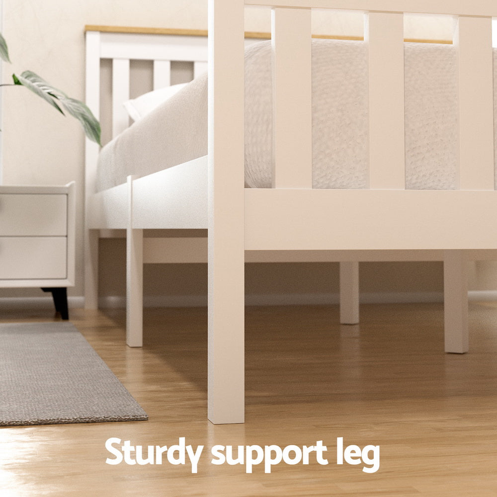 Artiss Bed Frame Double Size Wooden Platform with 2 Storage Drawers White PONY - Homecoze