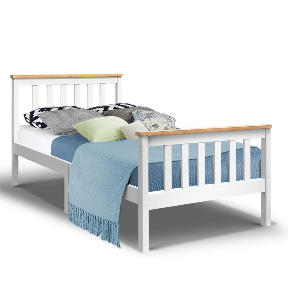 Hartford (Single) Pinewood Bed Frame - White - Homecoze