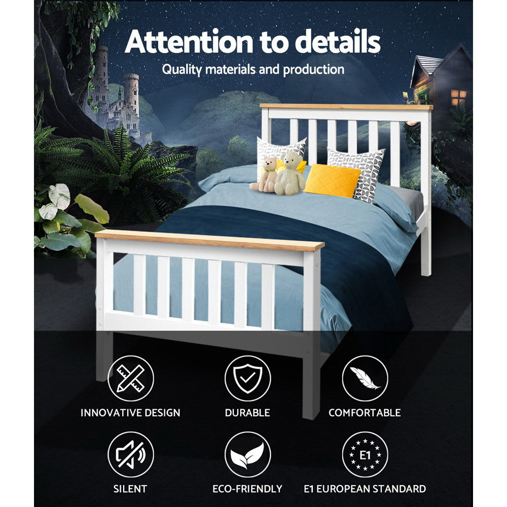 Hartford (Single) Pinewood Bed Frame - White - Homecoze
