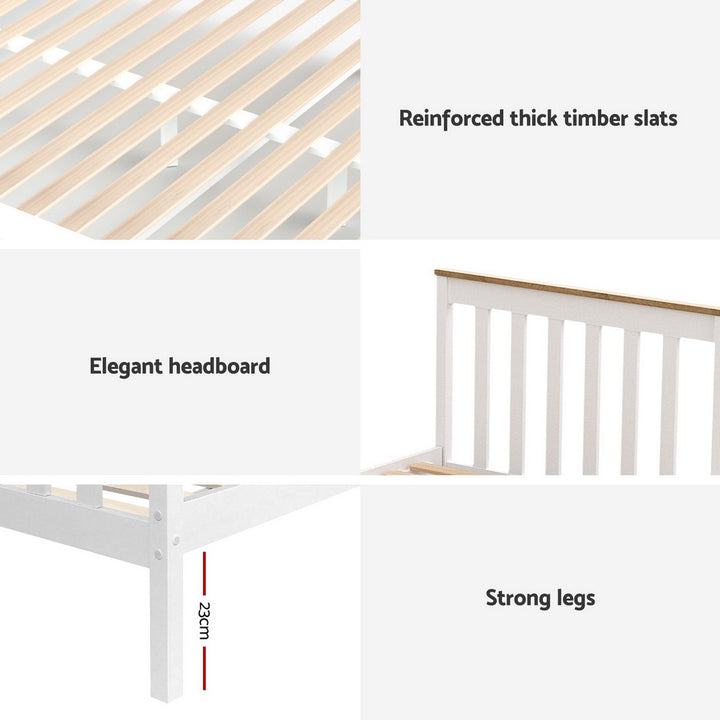 Artiss Bed Frame Single Size Wooden Platform with 2 Storage Drawers White PONY - Homecoze