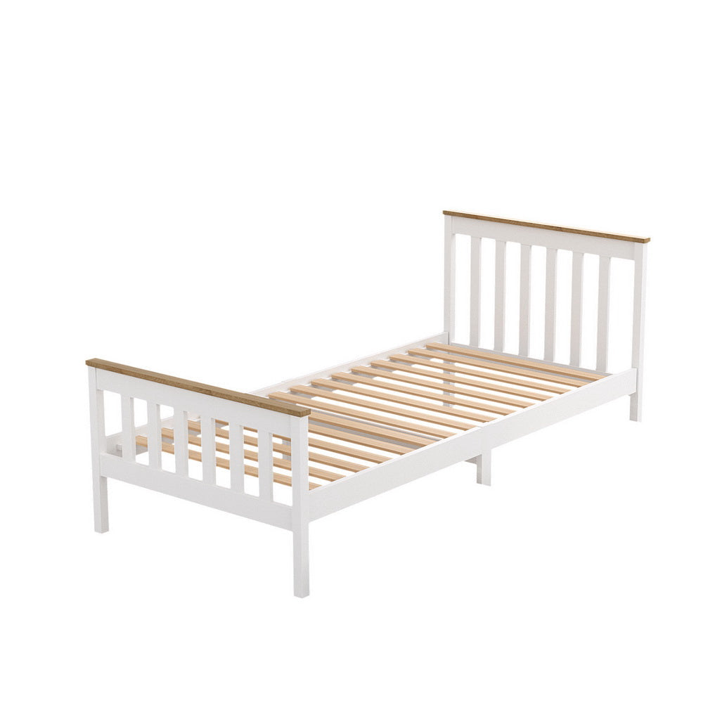 Hartford (Single) Pinewood Bed Frame - White - Homecoze