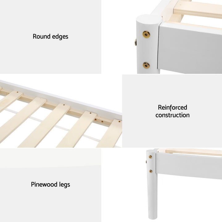 Spokane (King Single) Pinewood Bed Frame - White