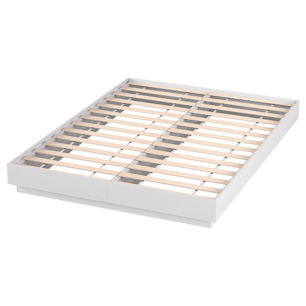 Artiss Double Bed Frame with 16Colour Led Light Wooden Platform Bed Base DAYGLOW - Homecoze