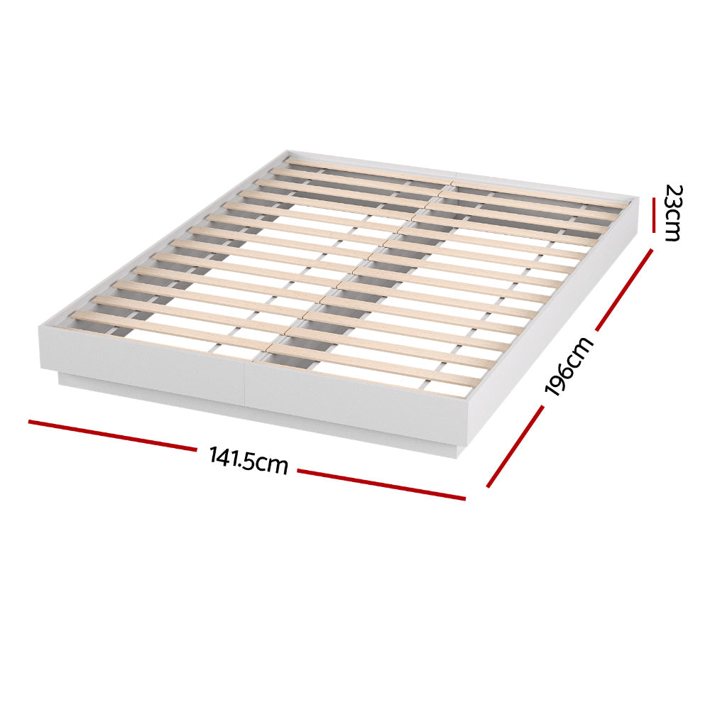 Artiss Double Bed Frame with 16Colour Led Light Wooden Platform Bed Base DAYGLOW - Homecoze