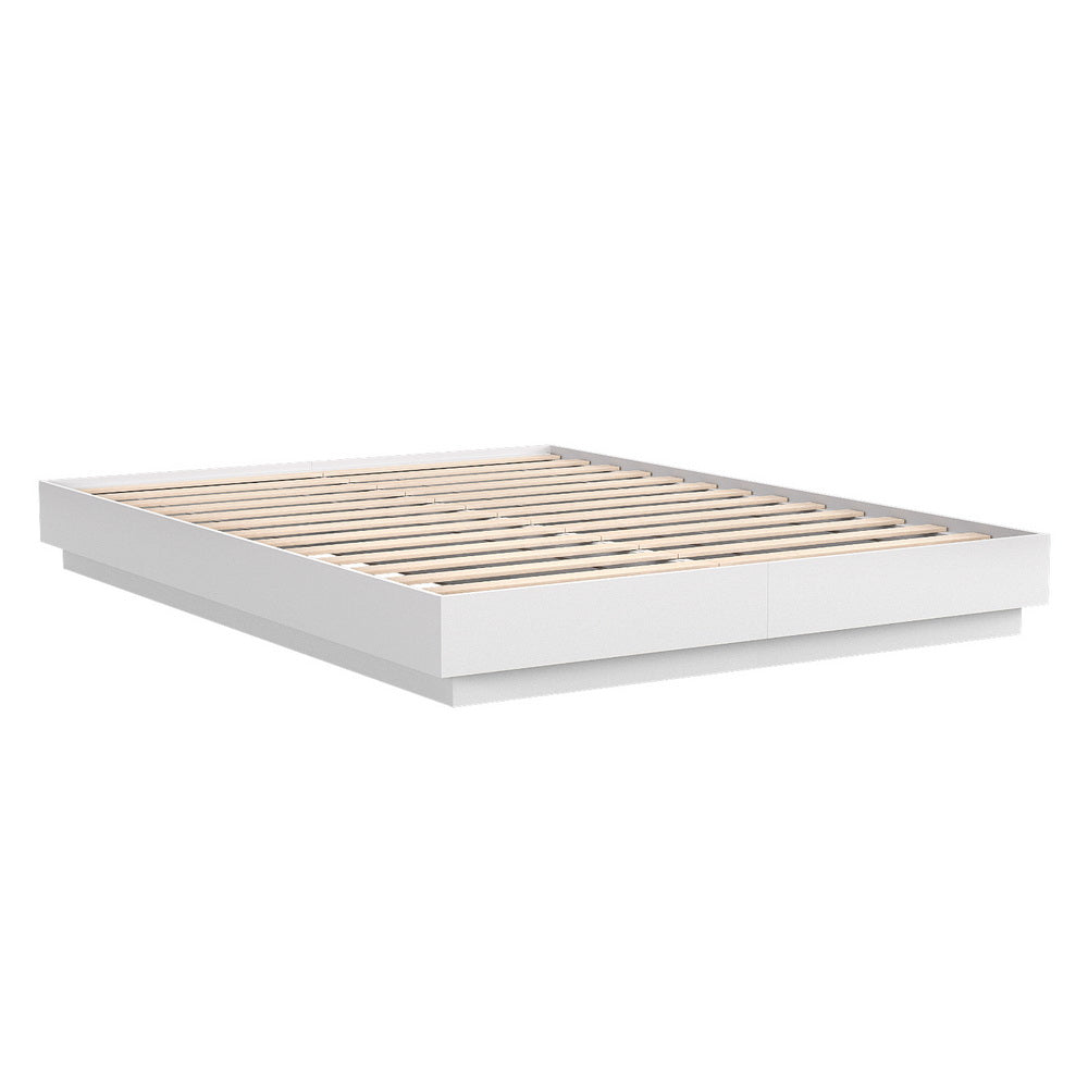 Artiss Double Bed Frame with 16Colour Led Light Wooden Platform Bed Base DAYGLOW - Homecoze