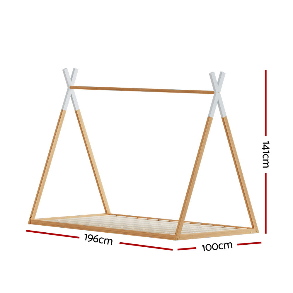 Rio (Single) Kids Wooden Teepee Bed Frame - Oak - Homecoze
