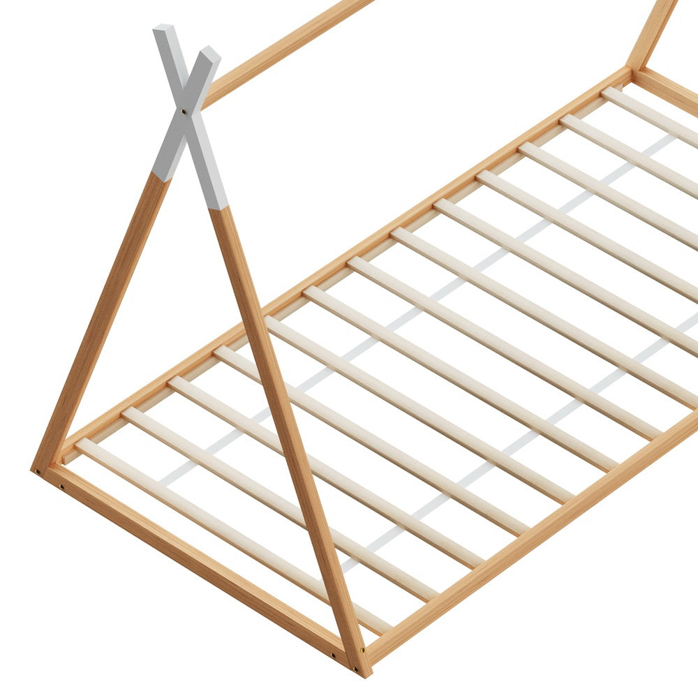 Rio (Single) Kids Wooden Teepee Bed Frame - Oak - Homecoze