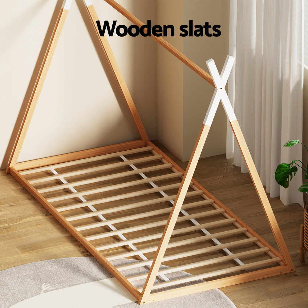 Rio (Single) Kids Wooden Teepee Bed Frame - Oak - Homecoze