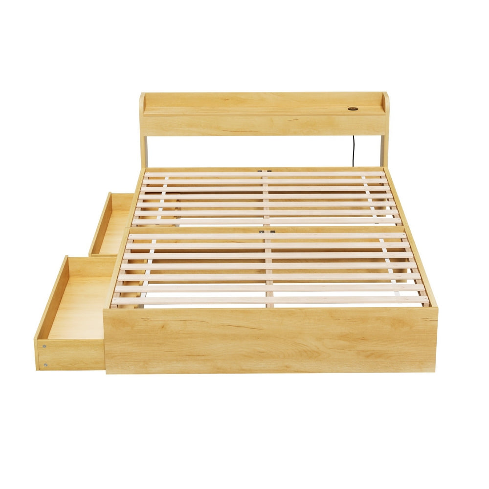 Artiss Bed Frame Double Size with Charging Ports and 2 Drawers AURA - Homecoze