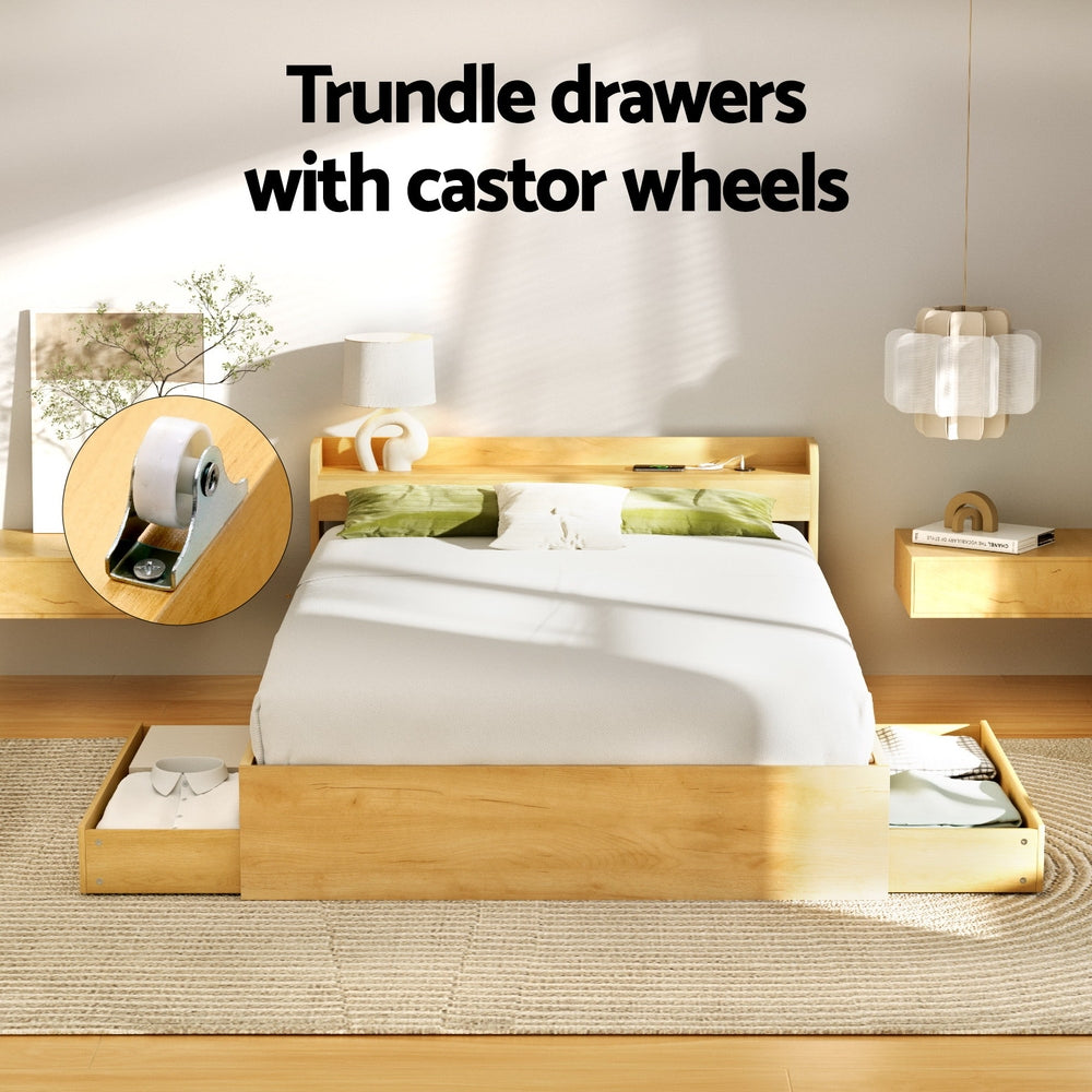 Artiss Bed Frame Double Size with Charging Ports and 2 Drawers AURA - Homecoze