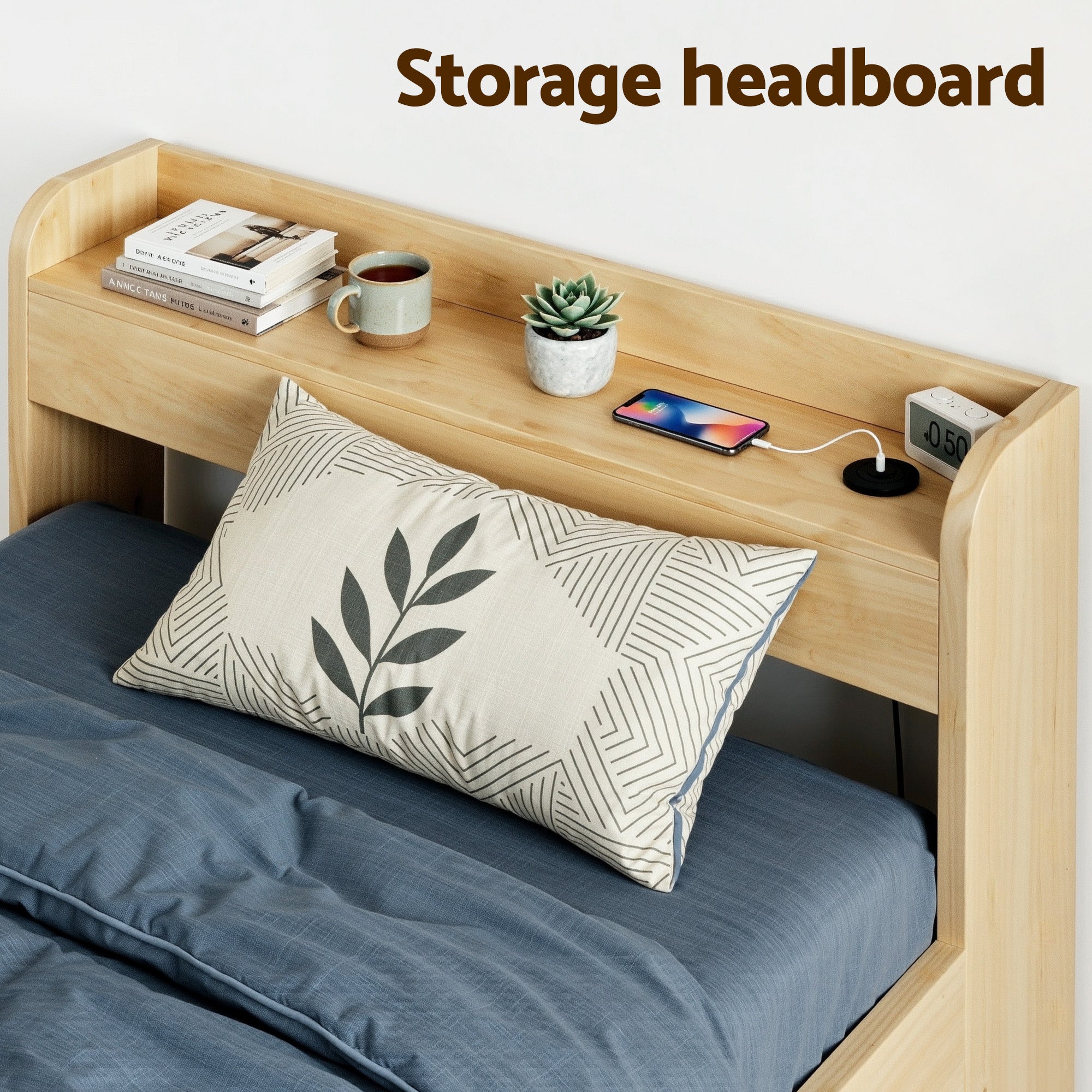 Salem (King Single) Storage Bed Frame - Pine