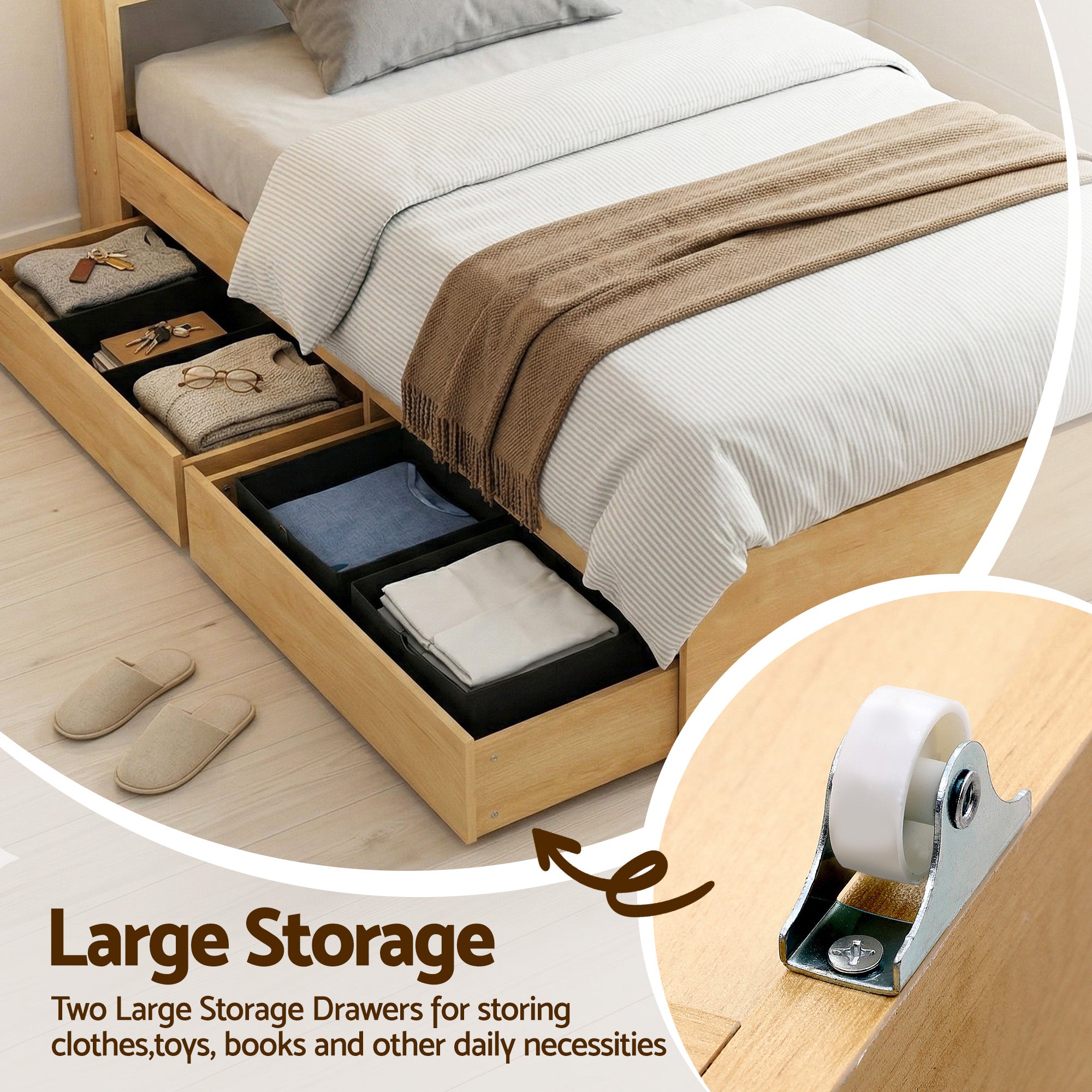 Salem (King Single) Storage Bed Frame - Pine