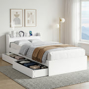 Artiss Bed Frame Single Size with Charging Ports and 2 Drawers AURA - Homecoze