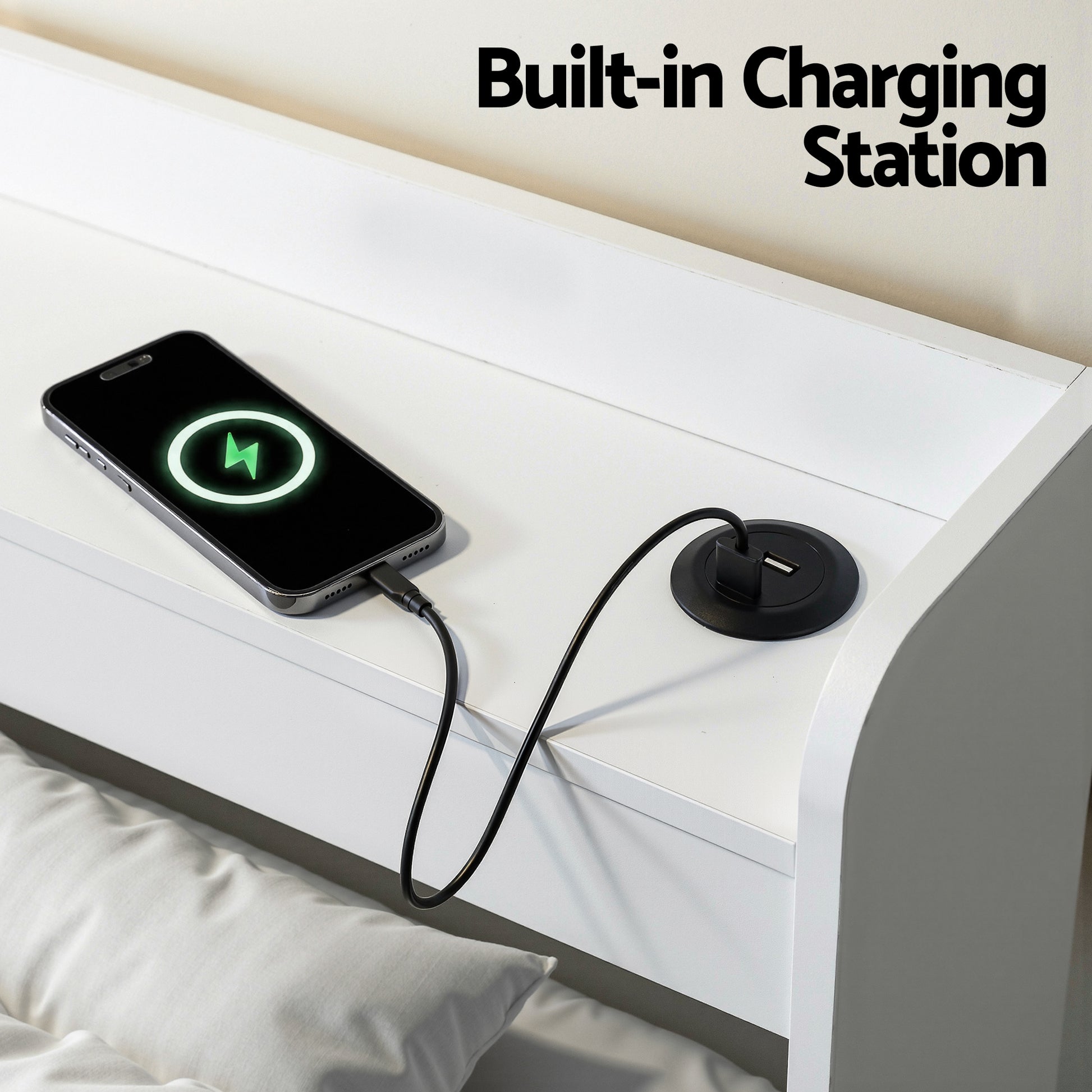 Artiss Bed Frame Single Size with Charging Ports and 2 Drawers AURA - Homecoze