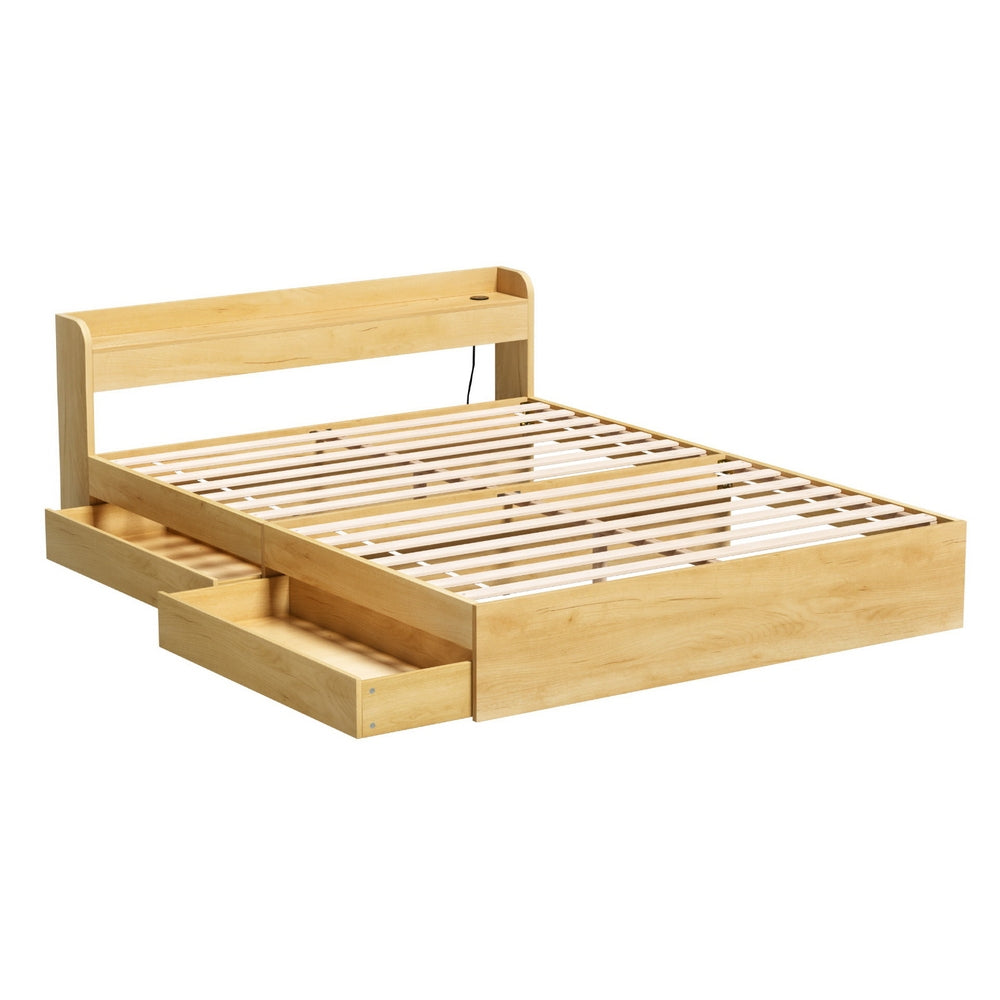 Artiss Bed Frame Queen Size with Charging Ports and 2 Drawers AURA - Homecoze