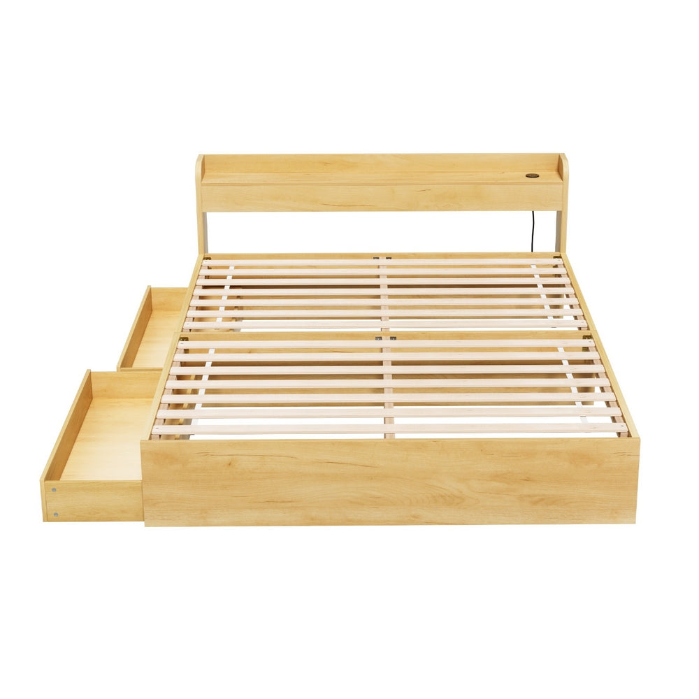 Artiss Bed Frame Queen Size with Charging Ports and 2 Drawers AURA - Homecoze