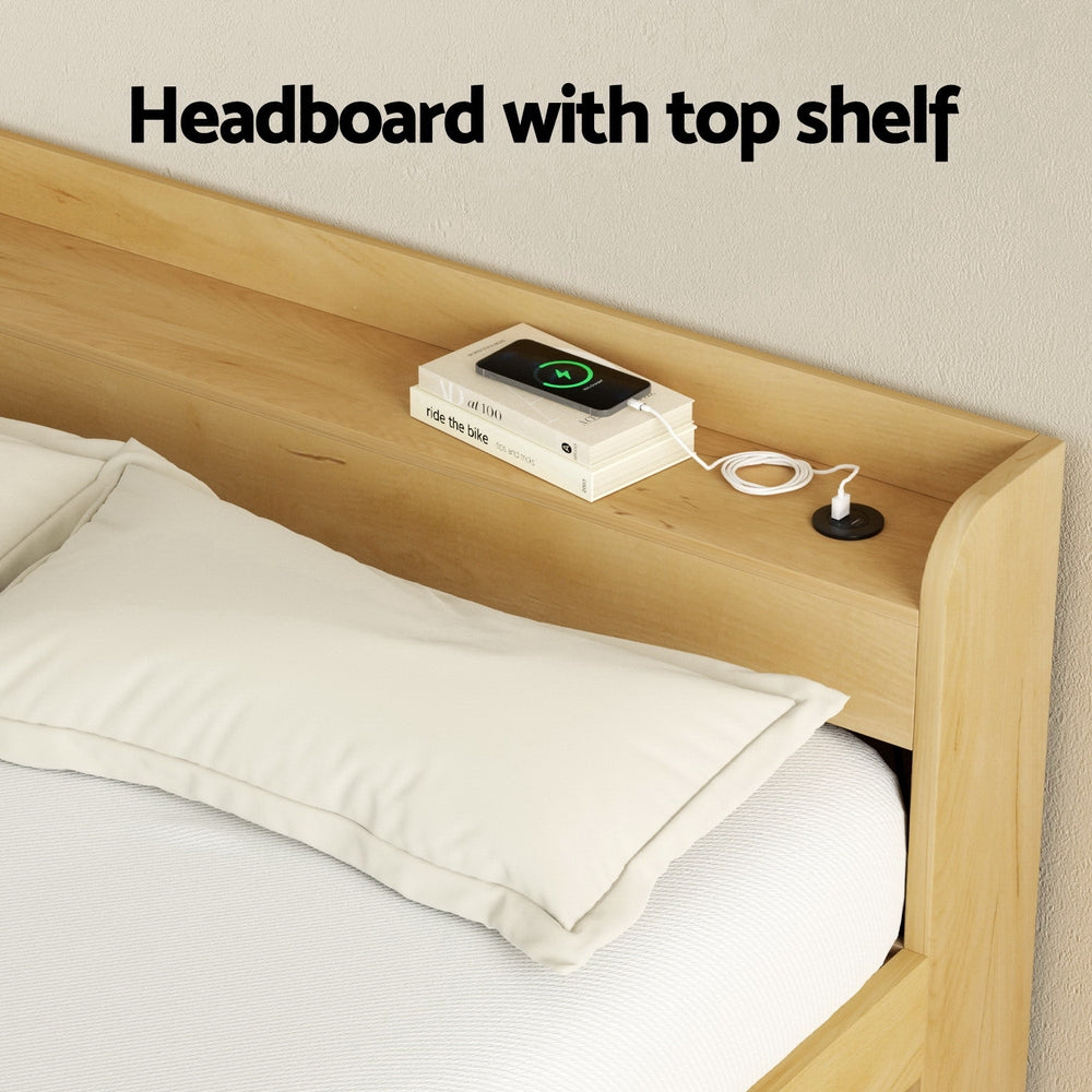 Artiss Bed Frame Queen Size with Charging Ports and 2 Drawers AURA - Homecoze