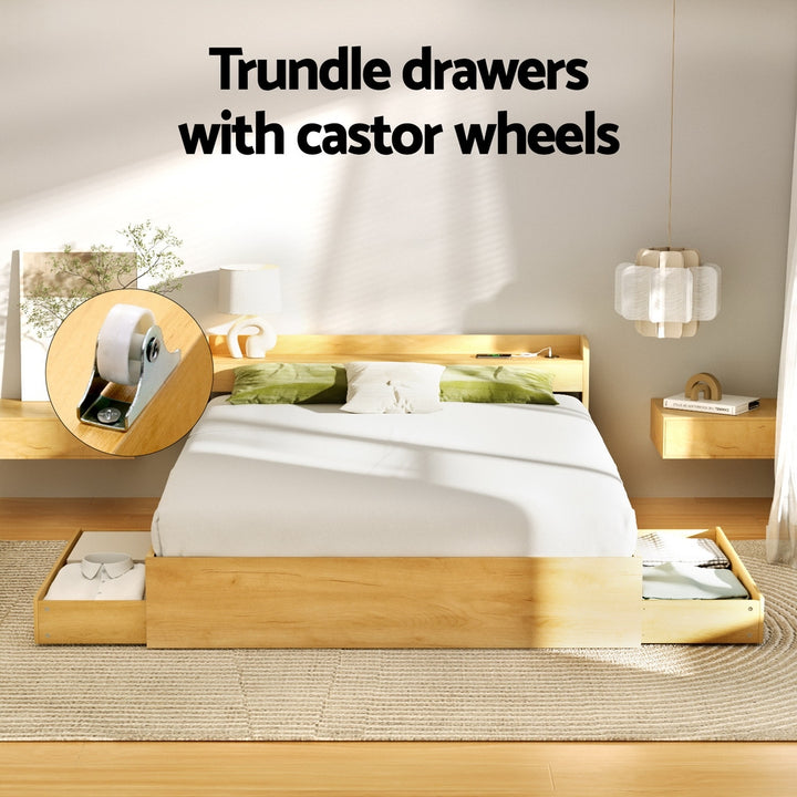 Artiss Bed Frame Queen Size with Charging Ports and 2 Drawers AURA - Homecoze