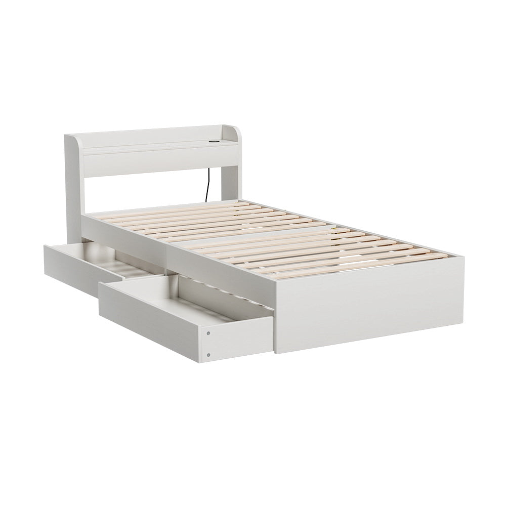 Artiss Bed Frame Single Size with Charging Ports and 2 Drawers AURA - Homecoze