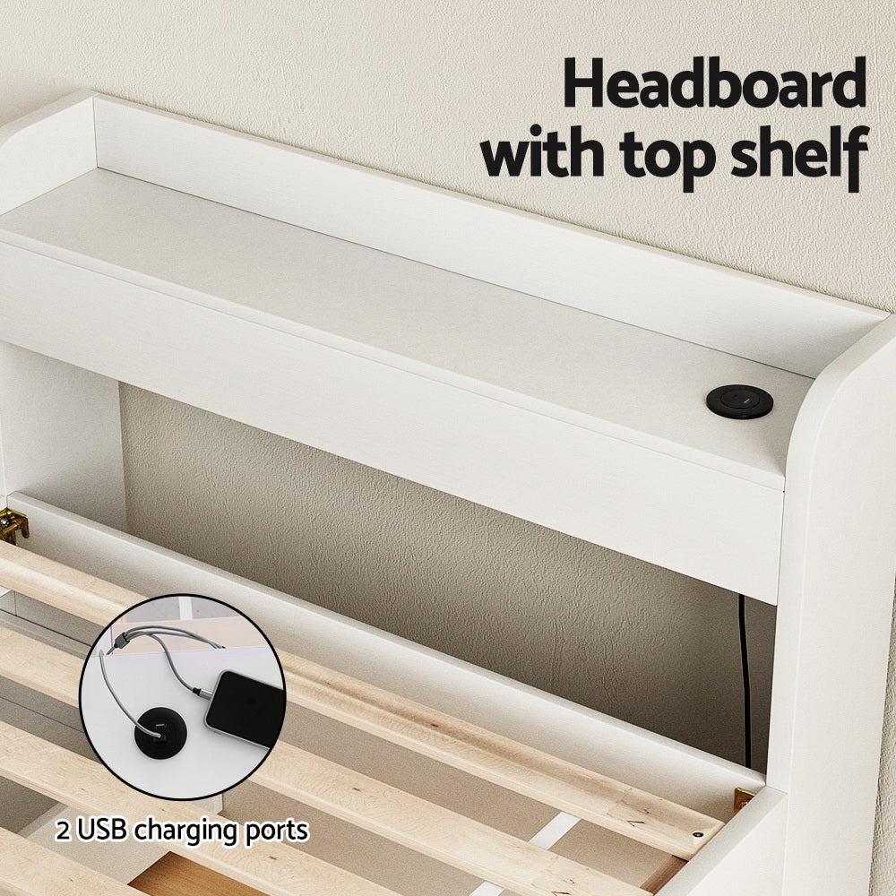 Artiss Bed Frame Single Size with Charging Ports and 2 Drawers AURA - Homecoze