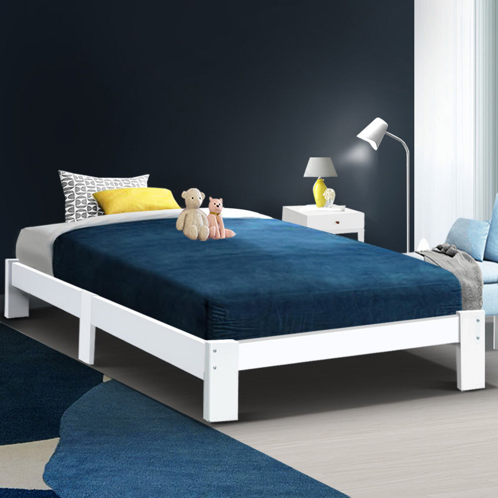 Boise (King Single) Pinewood Bed Frame - White - Homecoze