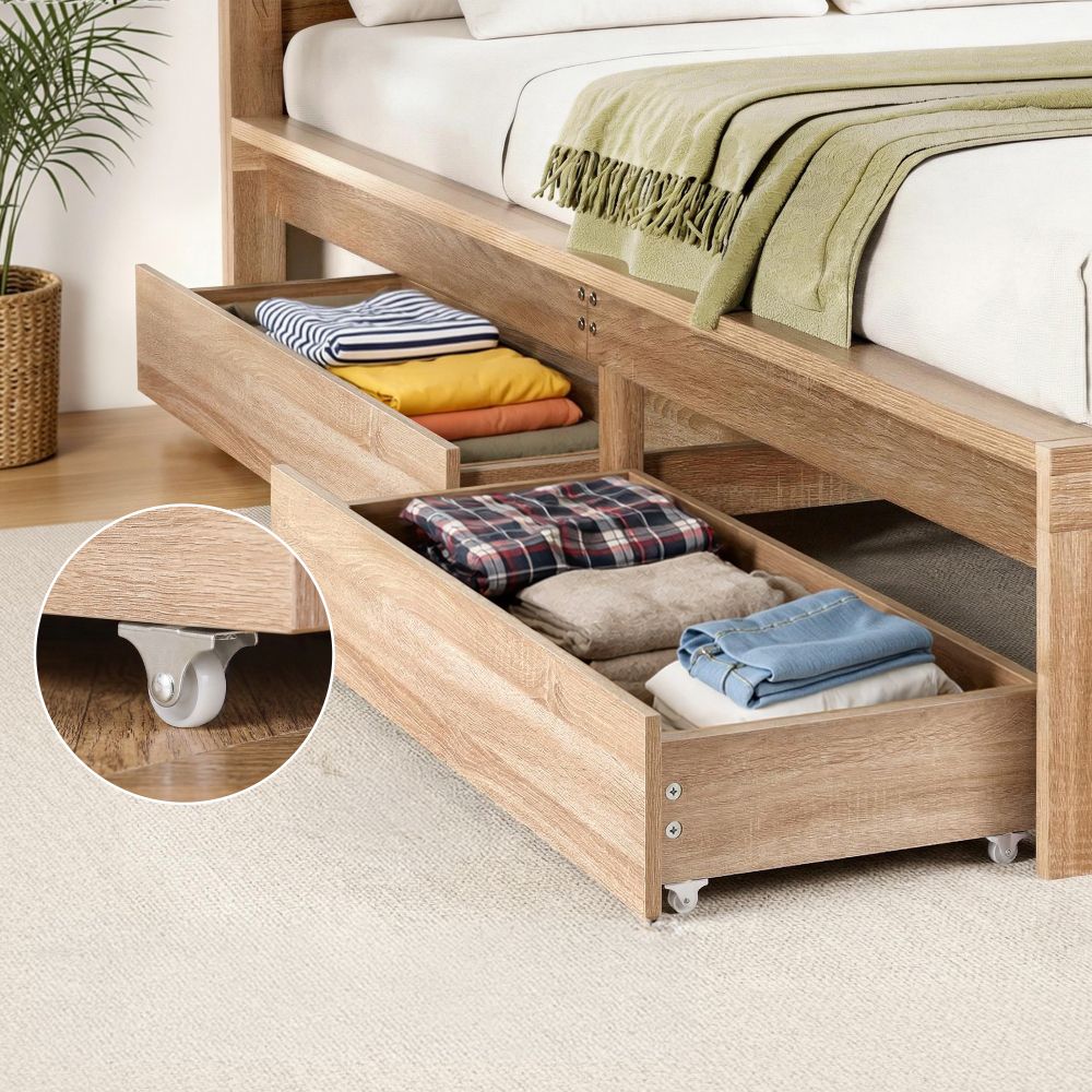 Elko Under Bed Storage Drawers for Single & Double – Oak