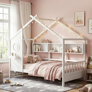Artiss Kids Single Bed Frame House Bed Solid Wood Montessori Bed for Toddler White - Homecoze