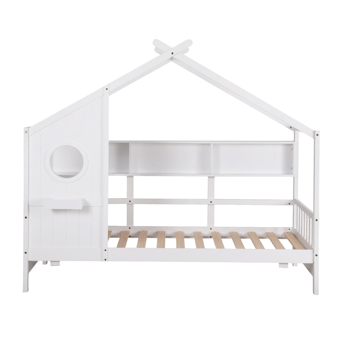 Artiss Kids Single Bed Frame House Bed Solid Wood Montessori Bed for Toddler White - Homecoze
