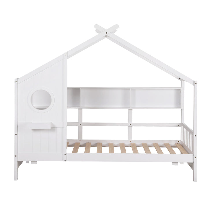 Artiss Kids Single Bed Frame House Bed Solid Wood Montessori Bed for Toddler White - Homecoze