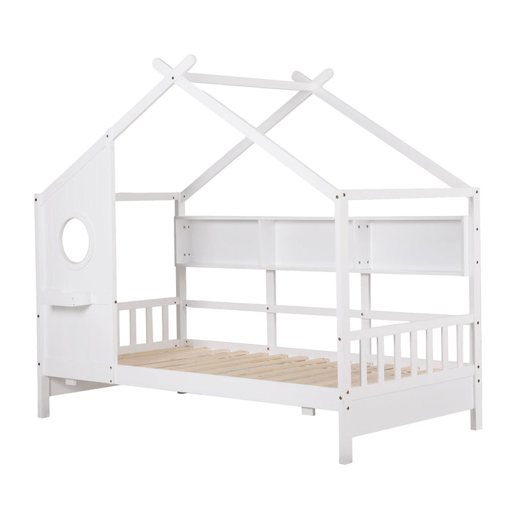 Artiss Kids Single Bed Frame House Bed Solid Wood Montessori Bed for Toddler White - Homecoze