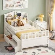 Luca (Single) Kids Wooden Bed Frame - White - Homecoze