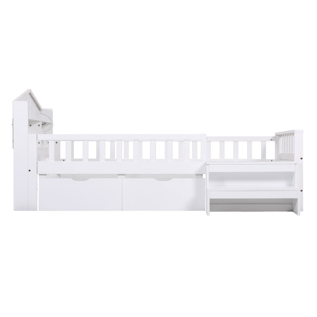 Luca (Single) Kids Wooden Bed Frame - White
