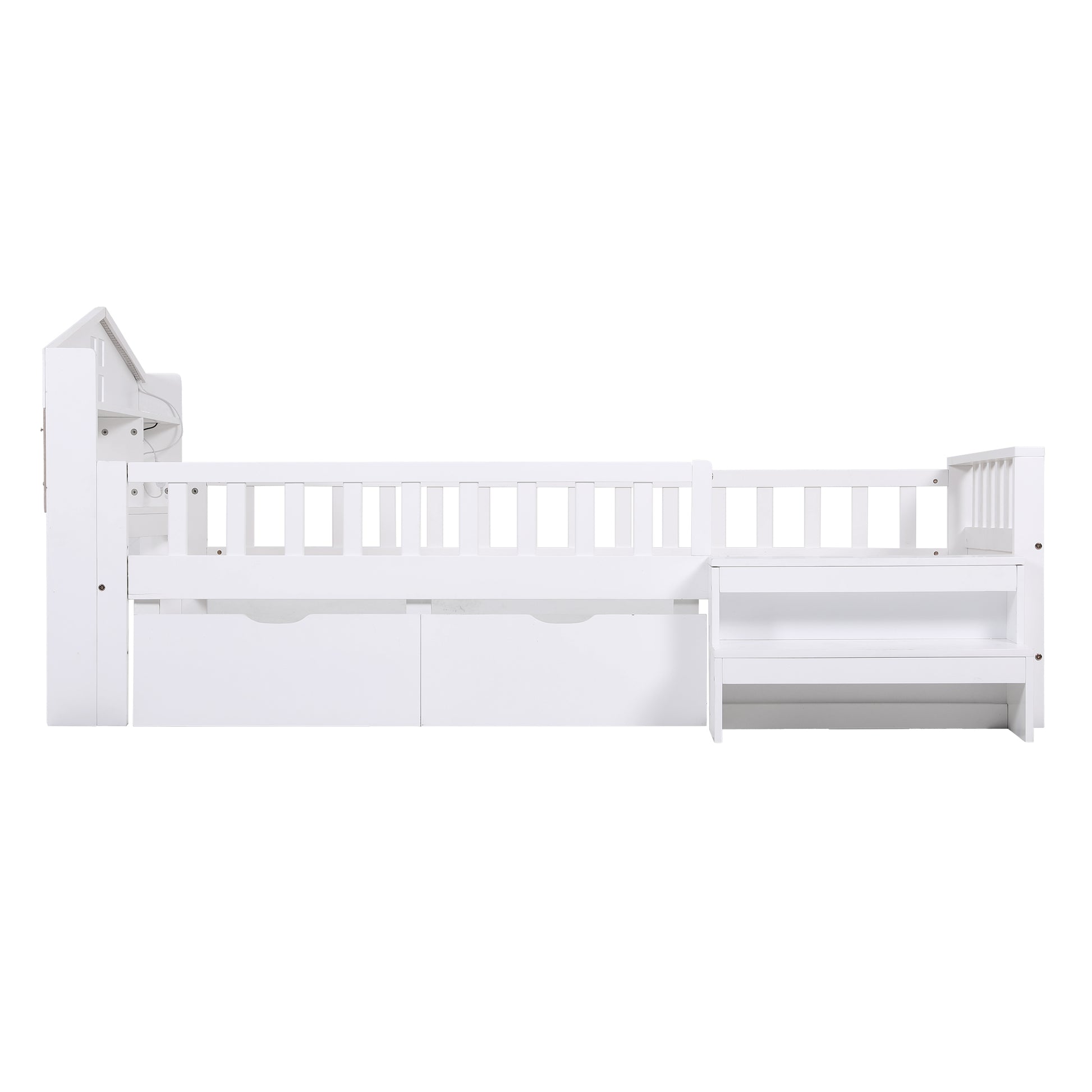 Luca (Single) Kids Wooden Bed Frame - White - Homecoze