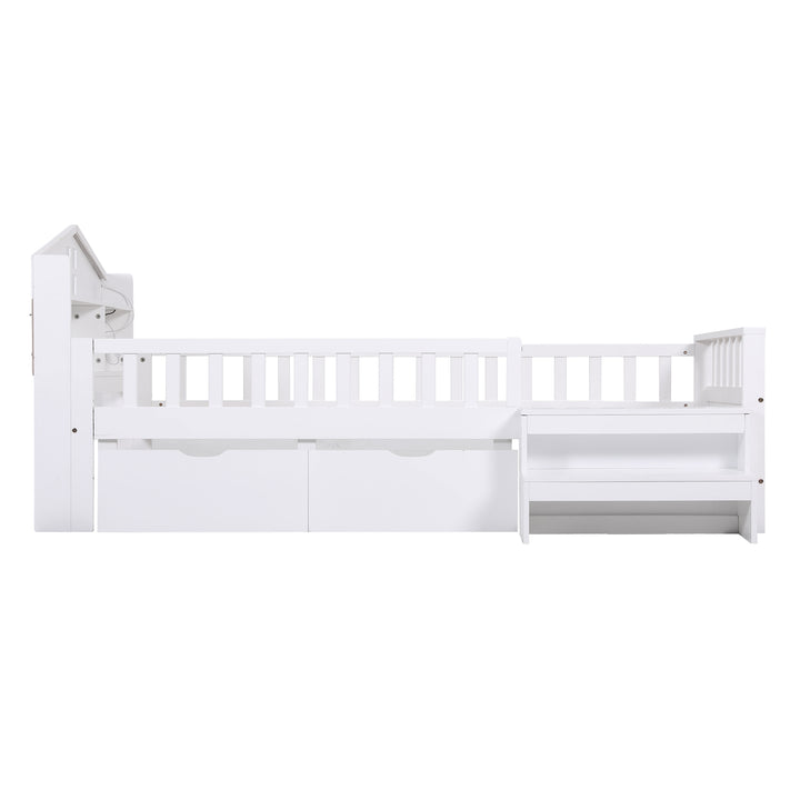 Luca (Single) Kids Wooden Bed Frame - White