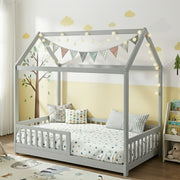 Leo (Single) Kids House Bed Frame - Grey - Homecoze