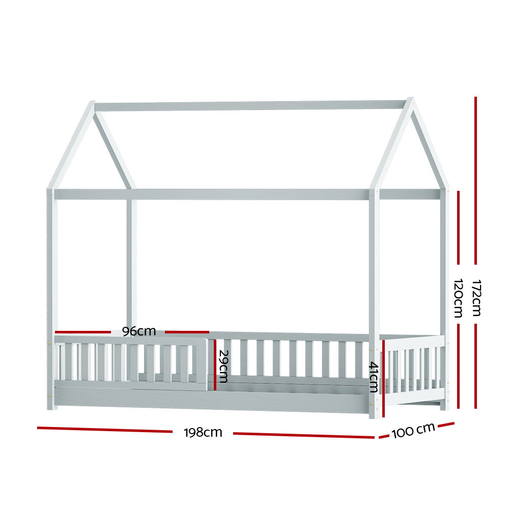 Leo (Single) Kids House Bed Frame - Grey - Homecoze