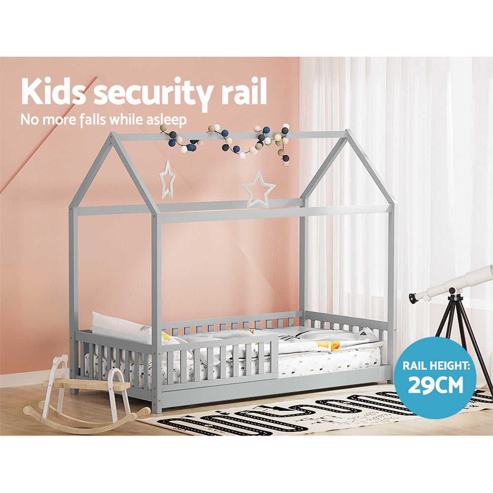 Leo (Single) Kids House Bed Frame - Grey - Homecoze