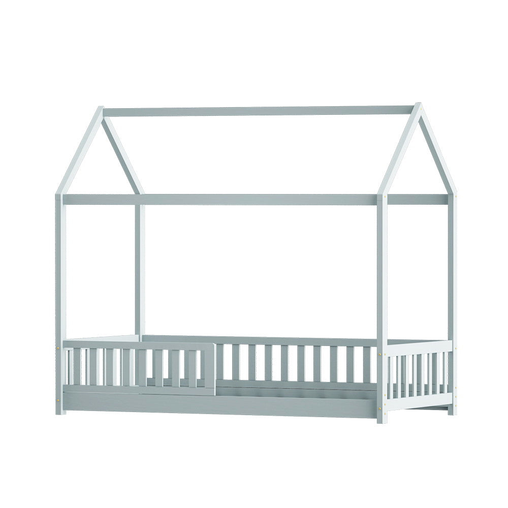Leo (Single) Kids House Bed Frame - Grey - Homecoze