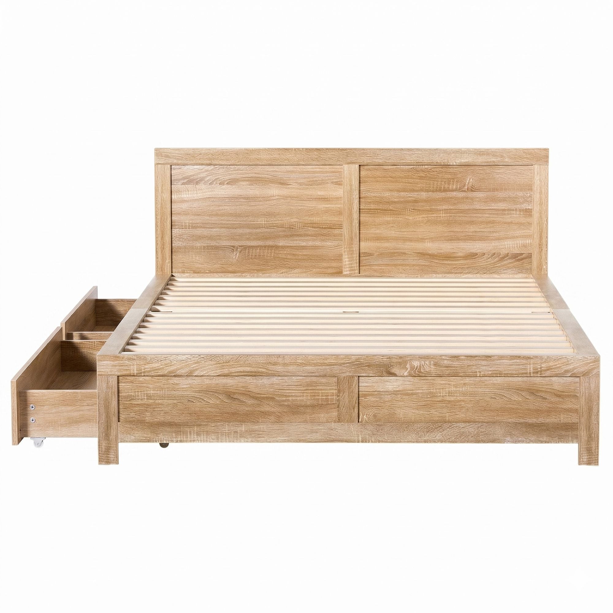 Elko (Double) Wooden Storage Bed Frame - Oak