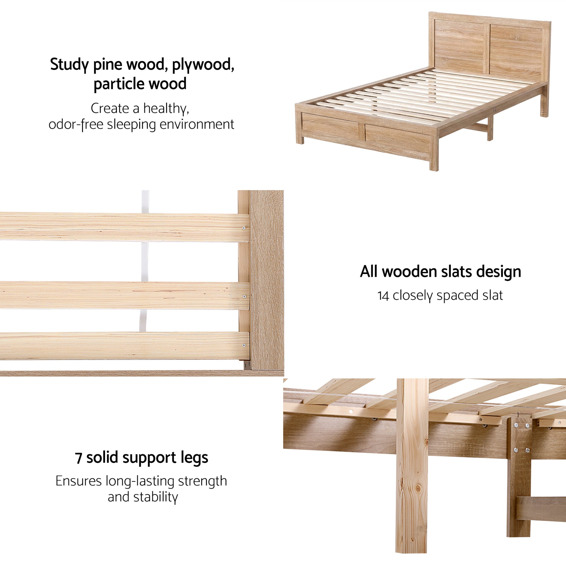 Artiss King Single Bed Frame Wooden Bed Base - Homecoze