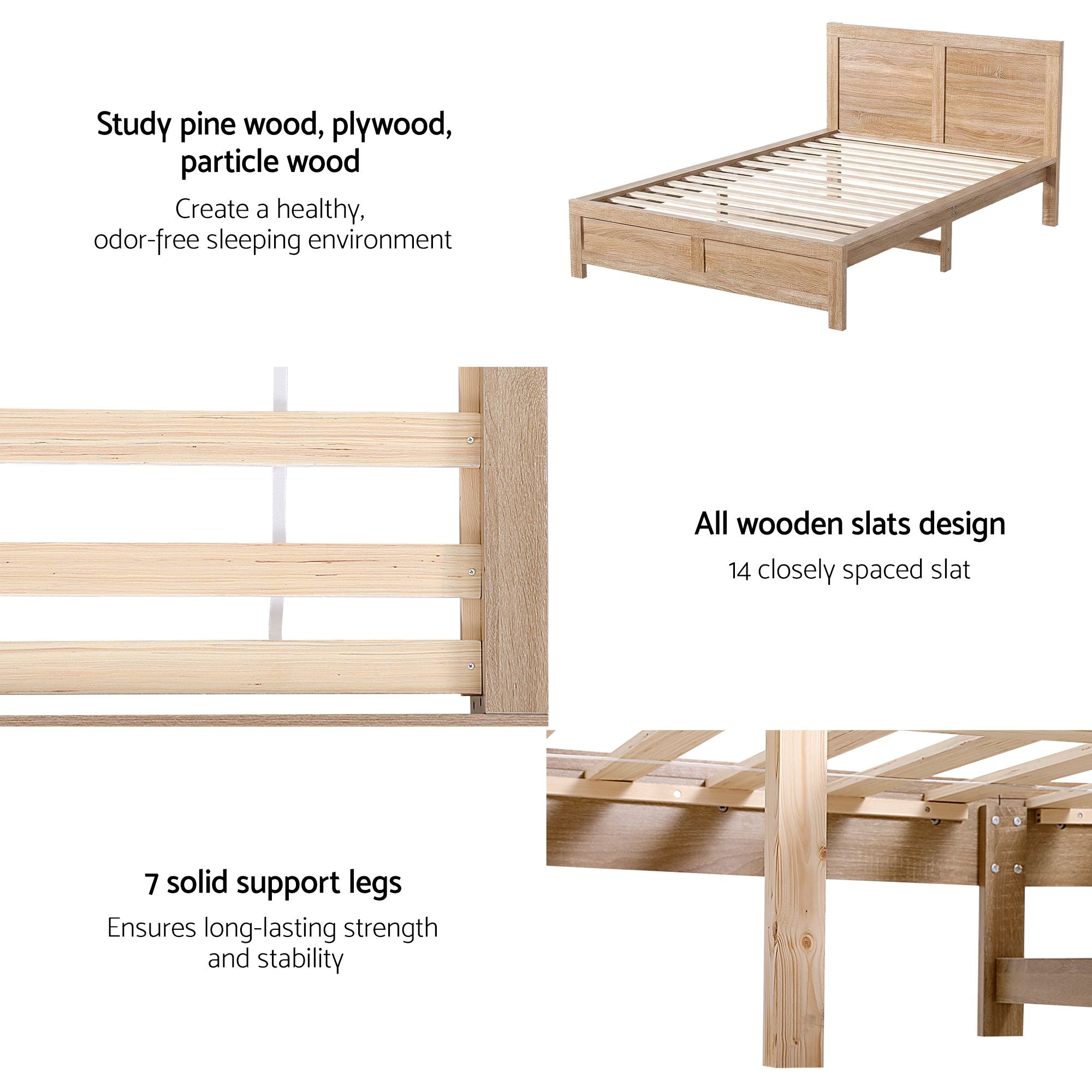 Elko (King Single) Wooden Storage Bed Frame - Oak